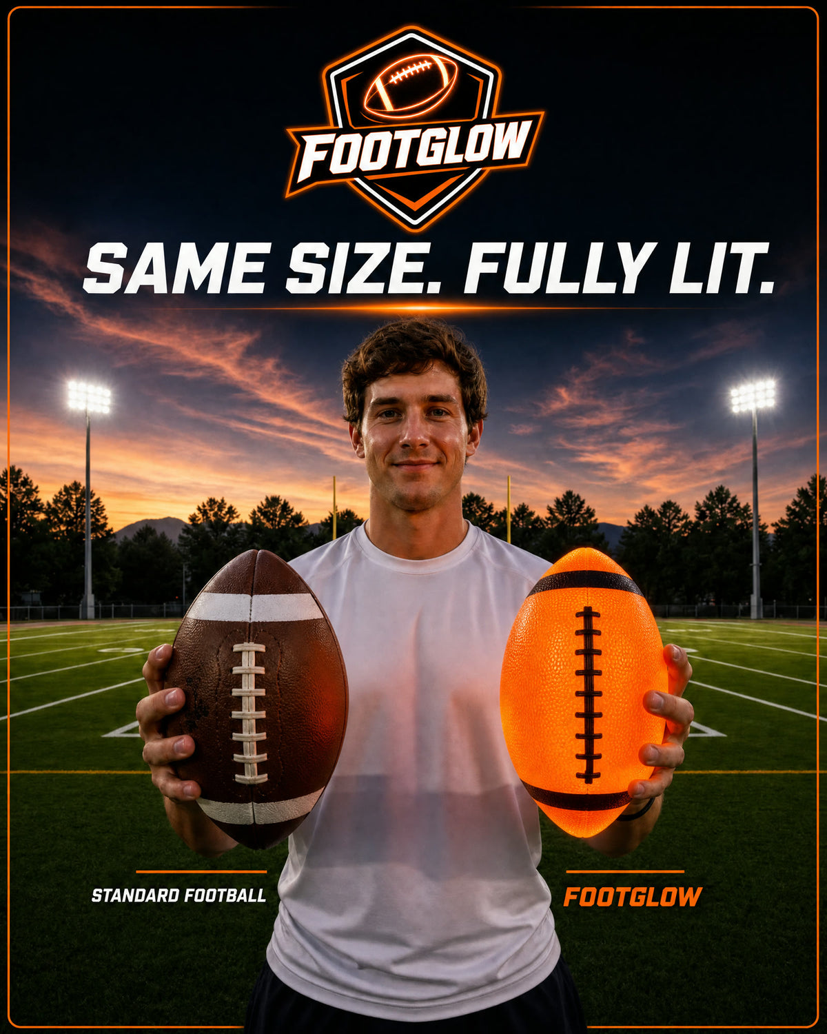 FootGlow is the same size as a standard football