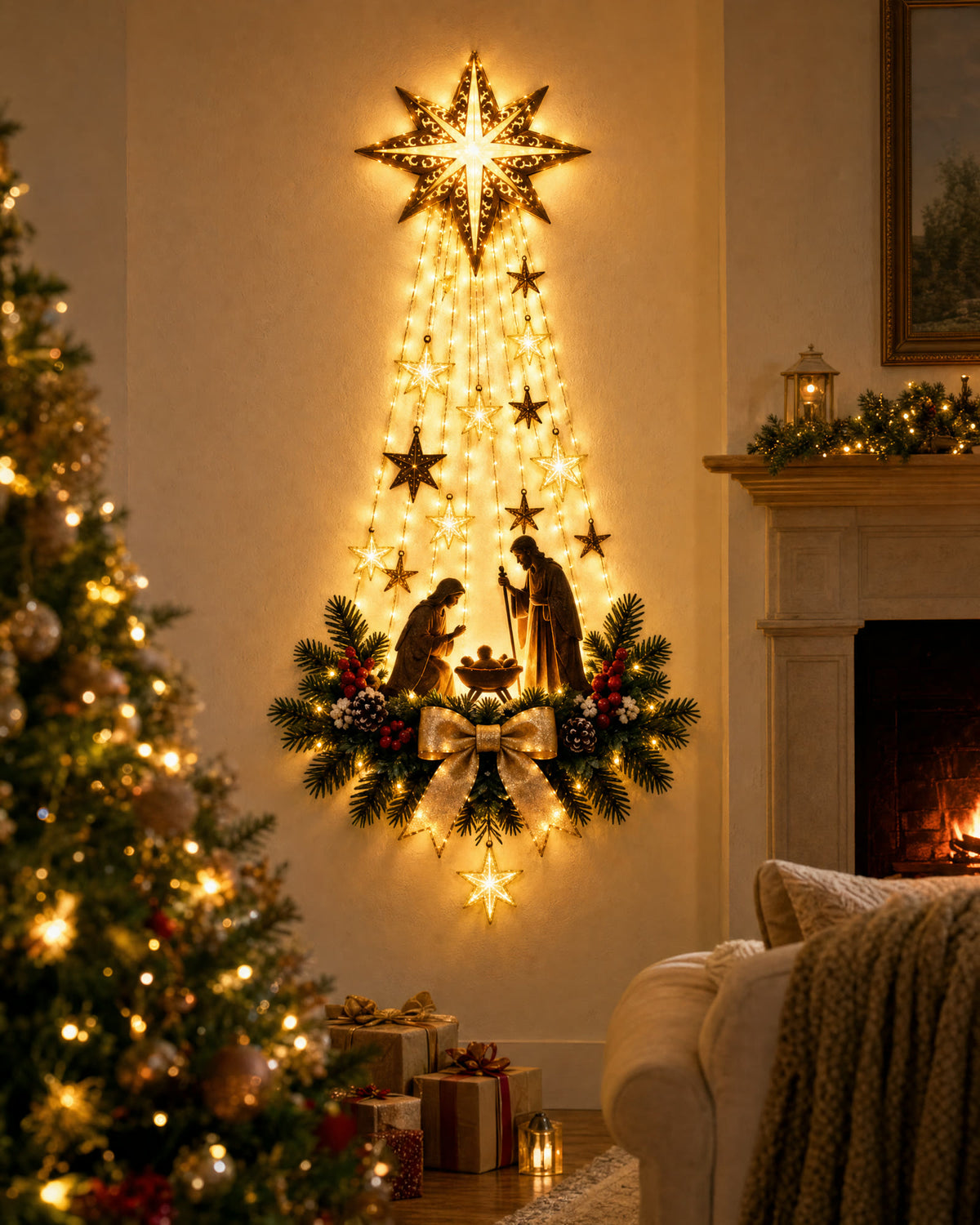 Star of Grace lighted nativity wall decor
