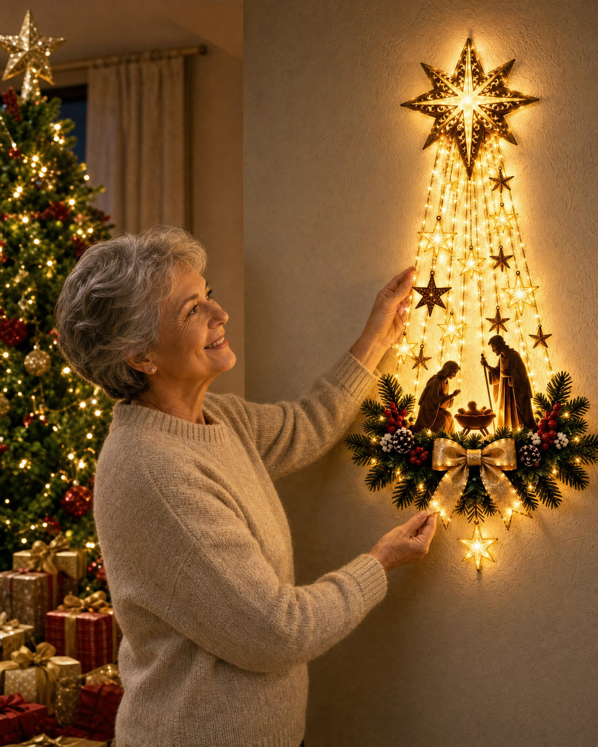 Star of Grace lighted nativity wall decor