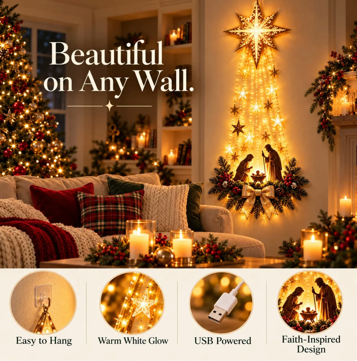 Star of Grace lighted nativity wall decor
